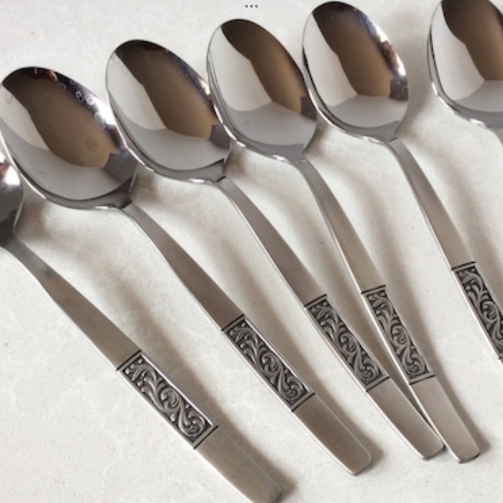 New! Set of 6 Vintage Elegance by Salem Spoons Tablespoons Stainless Steel MCM